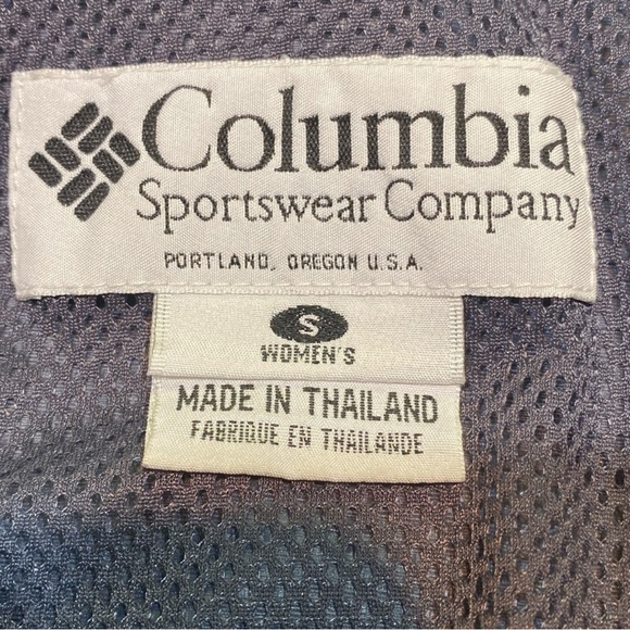 Columbia Blue and White Raincoat Weather-Resistant Hooded Design Sz S - Picture 7 of 8